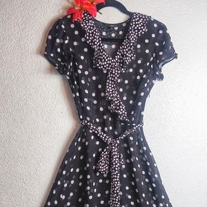 Vintage Flirty Polka Dot Ruffles Sheer Dress Sz 6